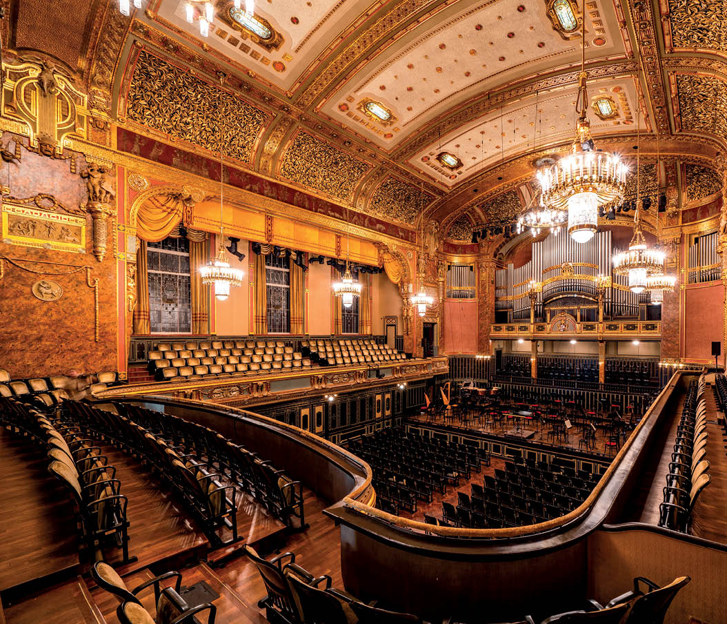 BUDAPEST, HUNGARY - SEPTEMBER 28, 2018: Main hall of the Liszt Zenekademia (Academy of Music). It is a concert hall and music conservatory in Budapest, Hungary, founded on November 14, 1875. 